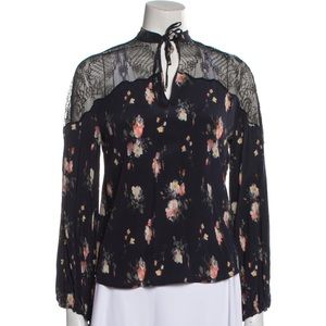 All Saints Black Floral Lace Blouse